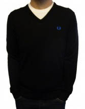 K8225 Merino Wool V Neck Knitwear by Fred Perry