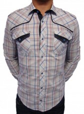 72124 Denim Trim Check Shirt by Guide