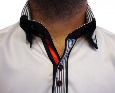 72160 Stripe Double Collar Shirt garment details