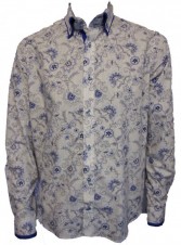 72207 Floral Print Double Collar Shirt 
