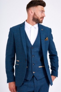 Dion Blue Vintage Tweed Check Blazer Jacket