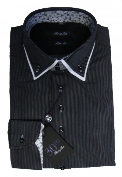 Naples Stripe Double Collar Shirt garment details