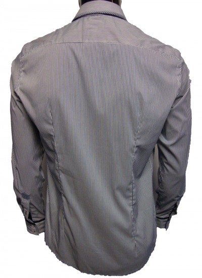 Prato Check Trimmed Stripe Shirt garment details