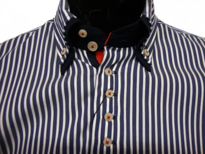 9020 81-26 Double Collar Stripe Shirt garment details