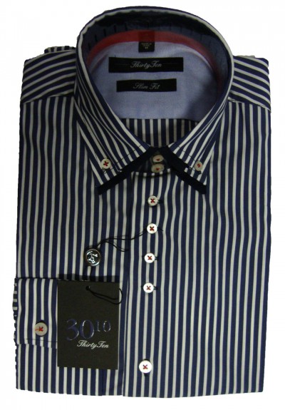 9020 81-26 Double Collar Stripe Shirt garment details