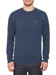 F4GF50F0 Norfolk Cable Crew Knitwear by Farah