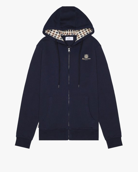 Small Logo Full Zip Hoodie Navy-11