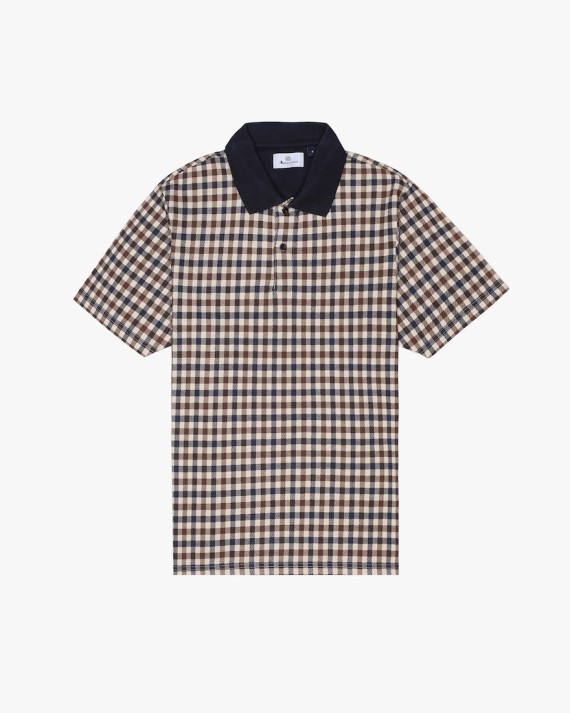 Active Club Check Pique Polo Shirt Navy