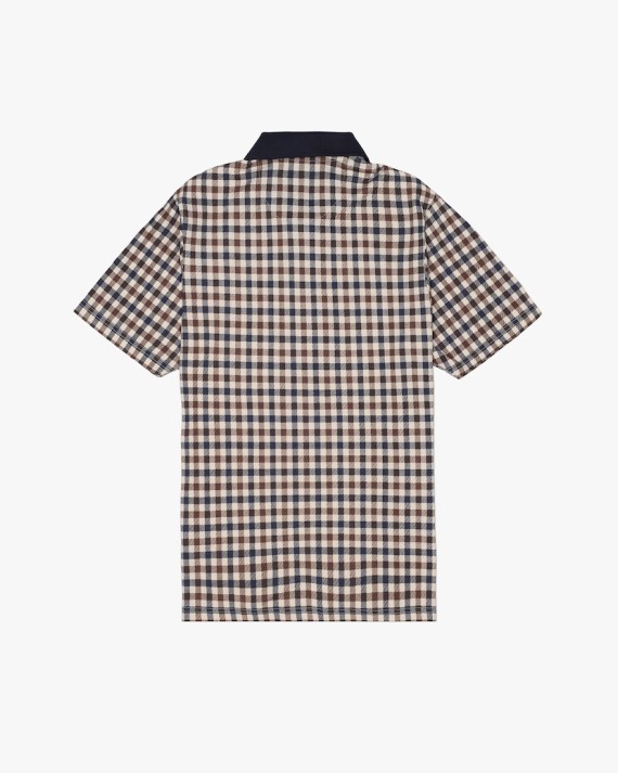 Active Club Check Pique Polo Shirt Navy