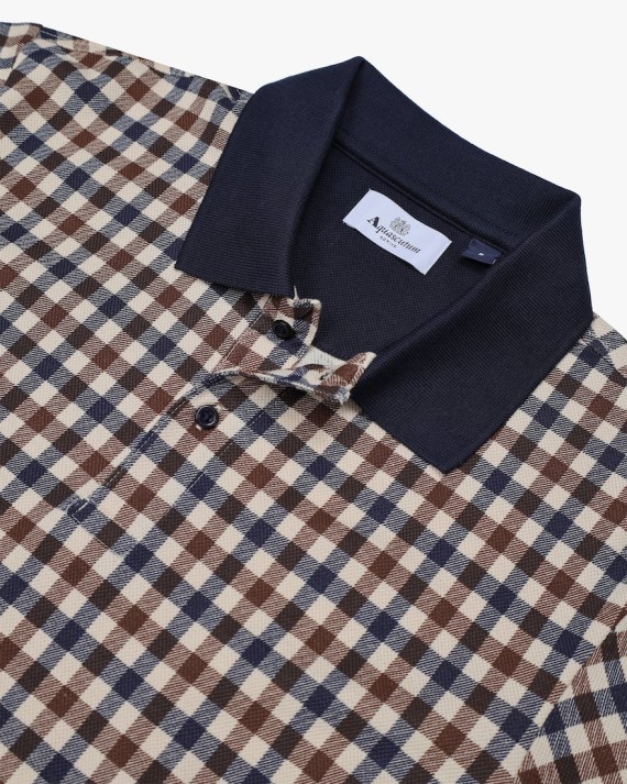Active Club Check Pique Polo Shirt Navy