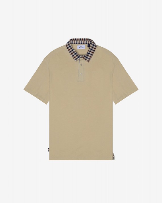 Club Check Collar Polo Khaki-38