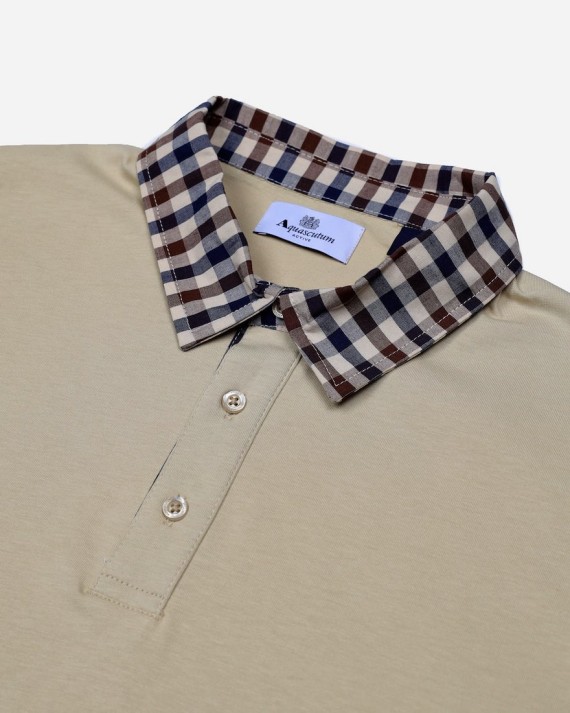 Club Check Collar Polo Khaki-38