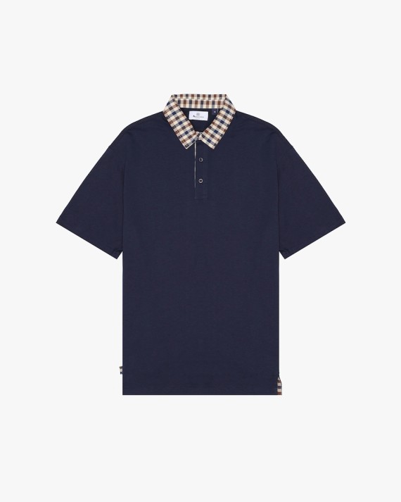 Club Check Collar Polo Navy-11
