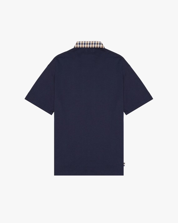 Club Check Collar Polo Navy-11