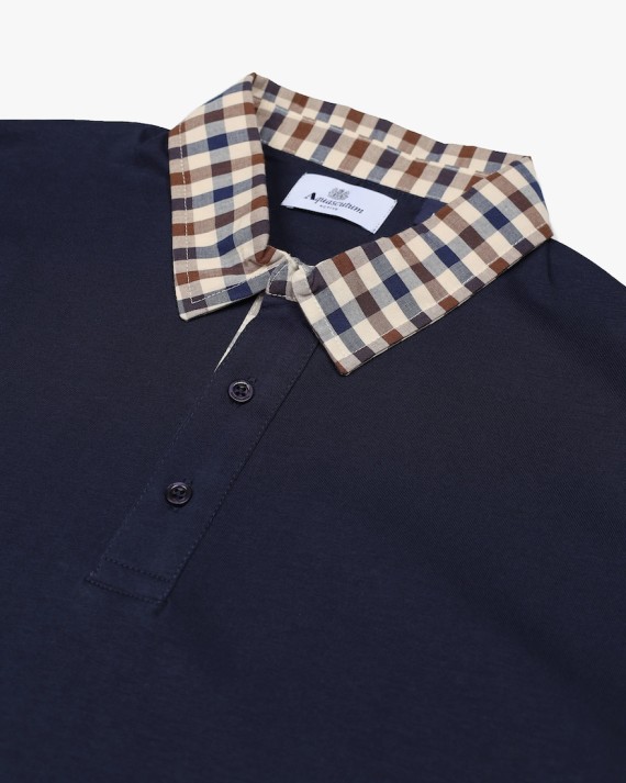 Club Check Collar Polo Navy-11