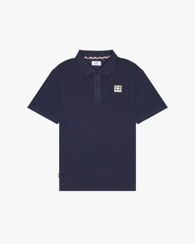 Rubber Patch Pique Polo Navy-11