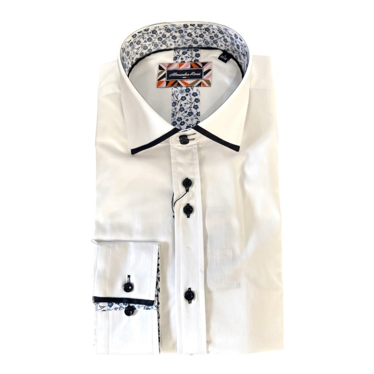 Plain Contrast Trim Shirt White/Navy