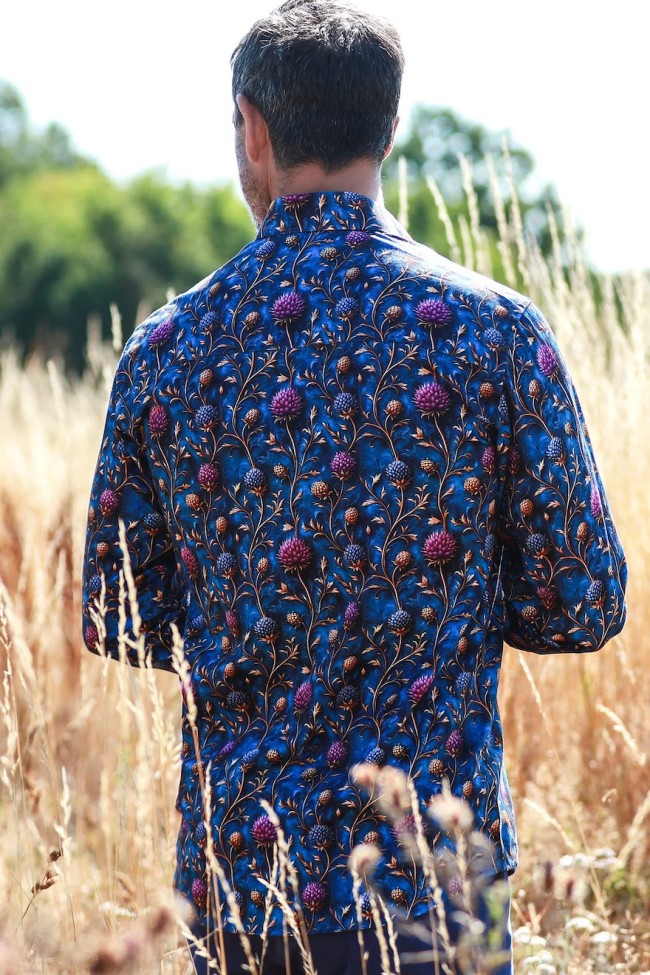 Highland Thistles Print Shirt Blue