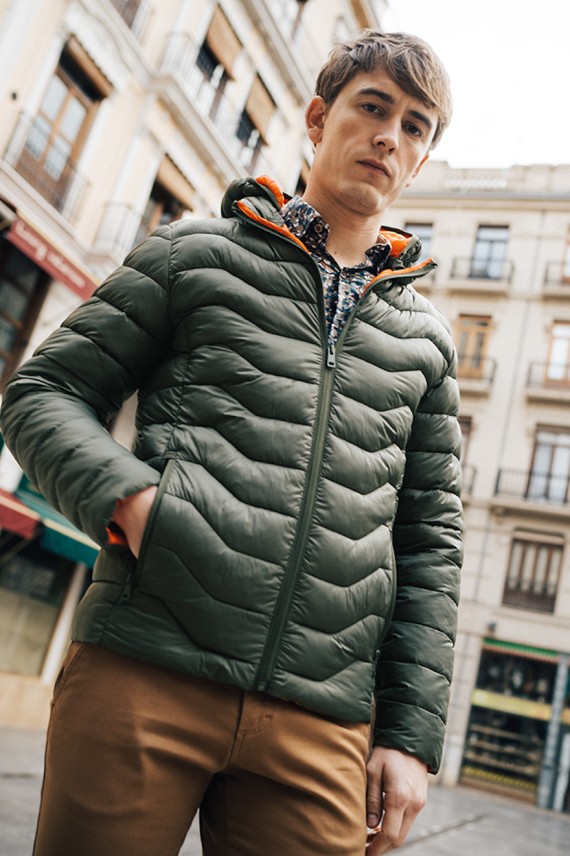 ACCA Zip Through Quilted Jacket Khaki-30