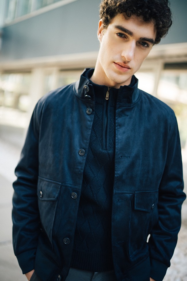 Navy-41 Caza Faux Suede Jacket