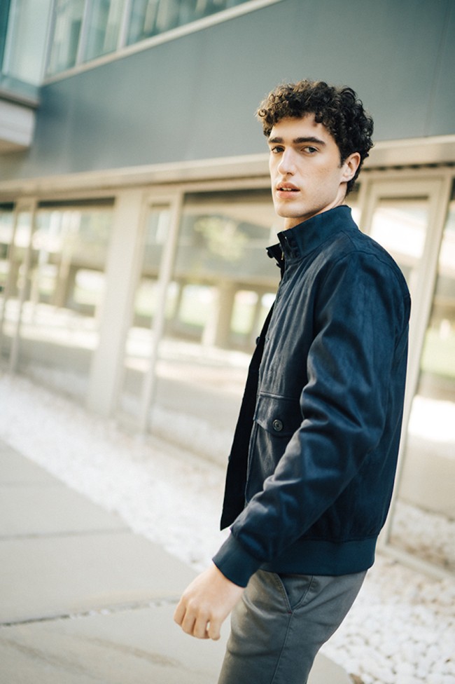 Caza Faux Suede Jacket Navy-41