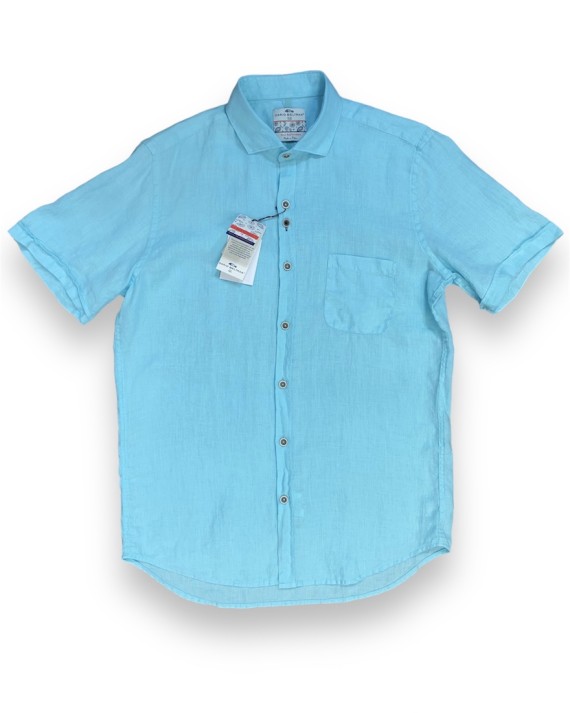 Larrau Short Sleeve Linen Shirt Aqua/Blue