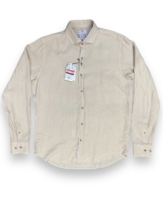 Larrau Long Sleeve Linen Shirt Stone