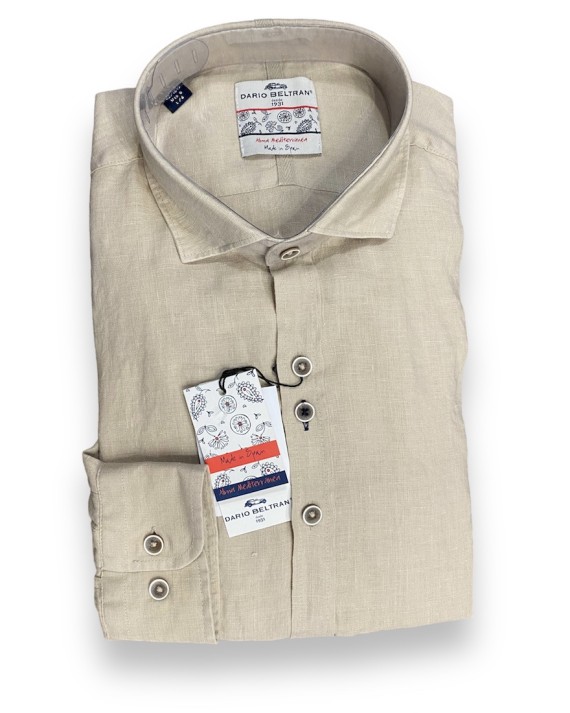 Larrau Long Sleeve Linen Shirt Stone