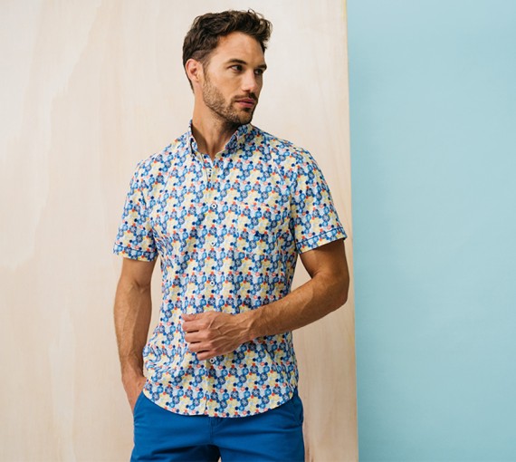 Burela Floral Print Shirt Blue/Yellow