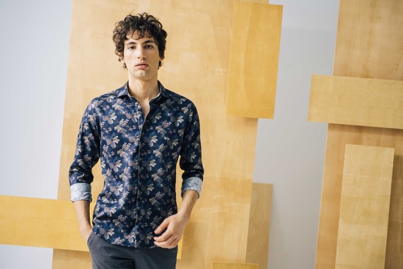 Ollo Floral Print Shirt Navy