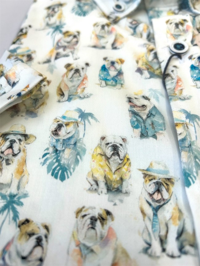 Nacer Bulldog Print Shirt White