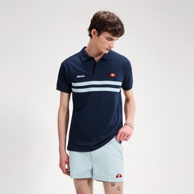 Muccia Twin Stripe Polo Shirt Navy/LightBlue-439