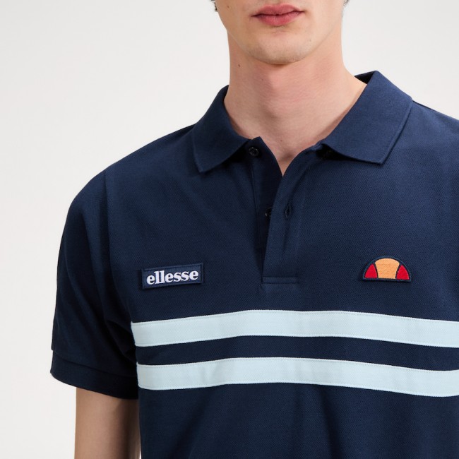 Muccia Twin Stripe Polo Shirt Navy/LightBlue-439