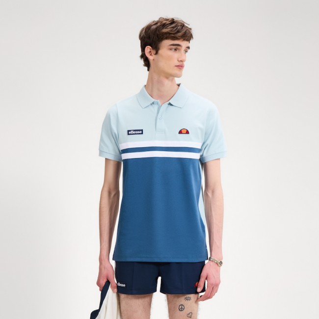 Blue/LightBlue-417 Muccia Twin Stripe Polo Shirt