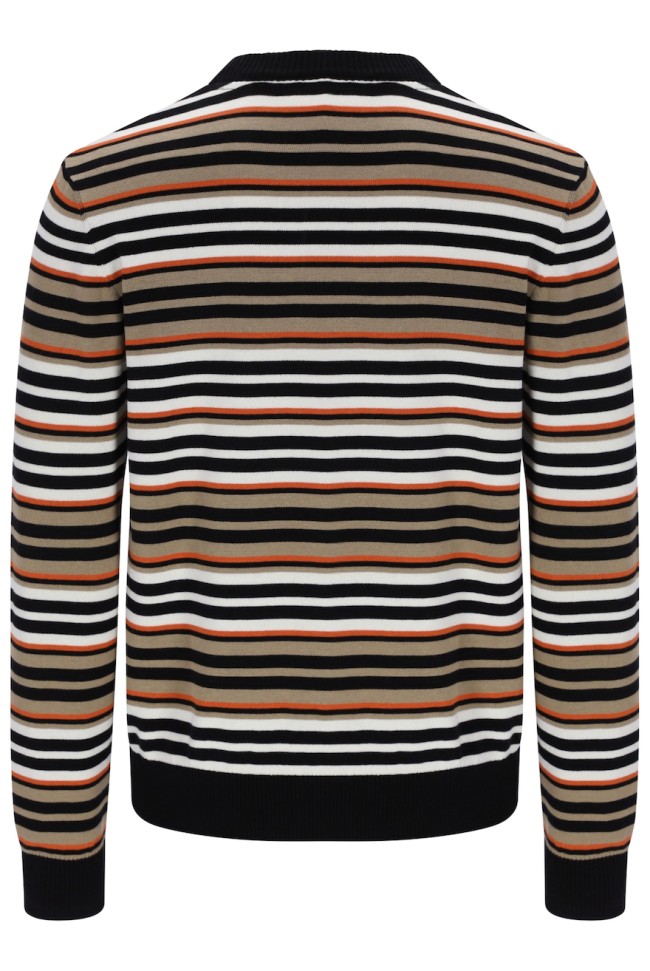 Elias Multi Stripe Knitted Jumper Black/Gardenia/BurntOchre/Chinchilla-001