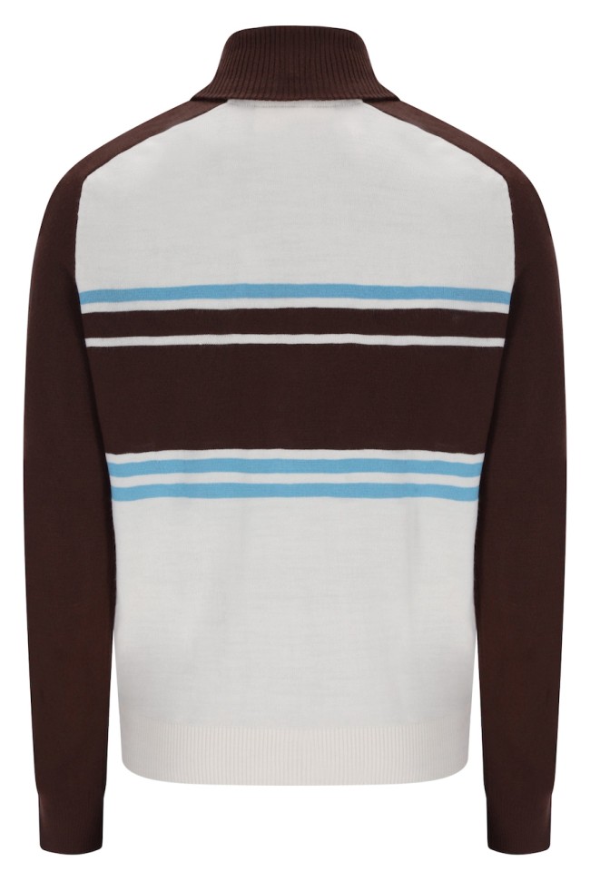 Lena Full Zip Through Knitwear Gardenia/Fudge/AzureBlue-130