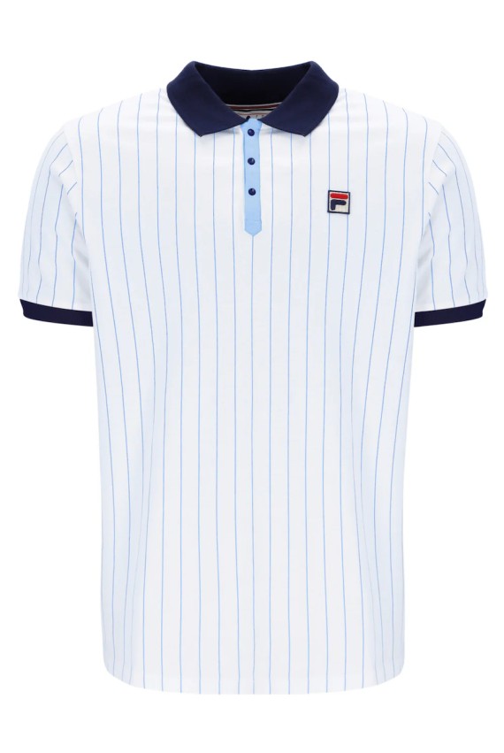 BB1 Classic Vintage Striped Polo White/FilaNavy/VistaBlue-105