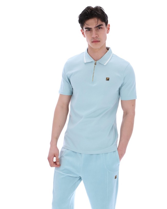 Lemar 2 Zip Jersey Polo Shirt Sterling/Blue-440