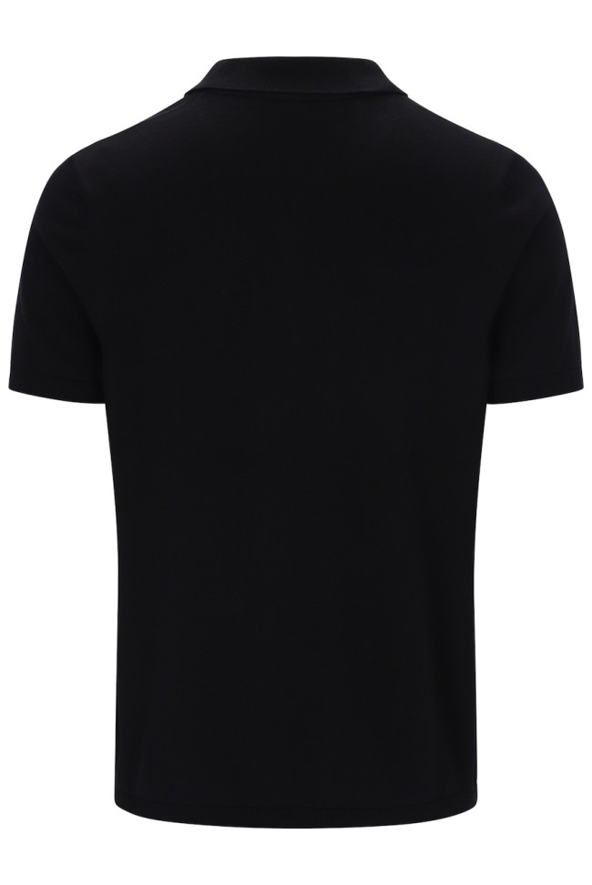 Enzo Check Knitted Polo Shirt Black-001
