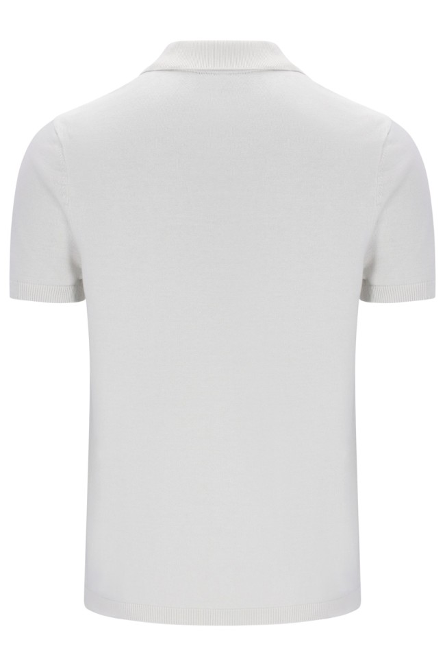 Enzo Check Knitted Polo Shirt White/Down-129