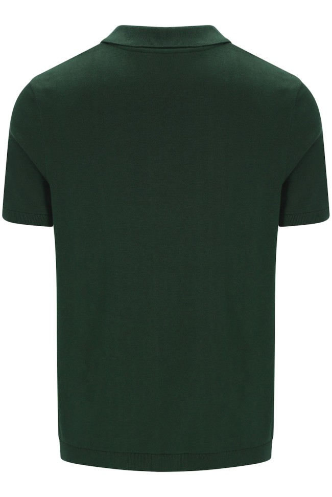 Lazar Knitted Zip Polo Shirt PineNeedle/Black/Gardenia-266