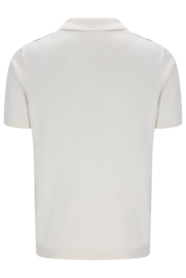 Lazar Knitted Zip Polo Shirt Gardenia/FilaNavy/AzureBlue-130