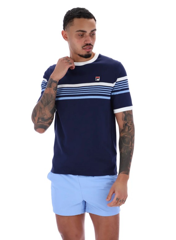 James Yarn Dye Stripe T Shirt FilaNavy/White/VistaBlue-410
