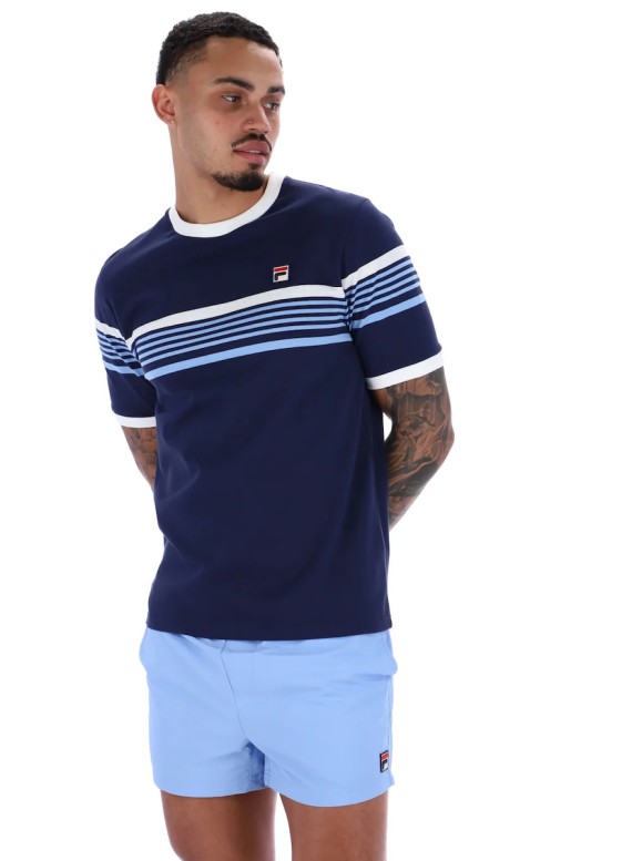 James Yarn Dye Stripe T Shirt FilaNavy/White/VistaBlue-410