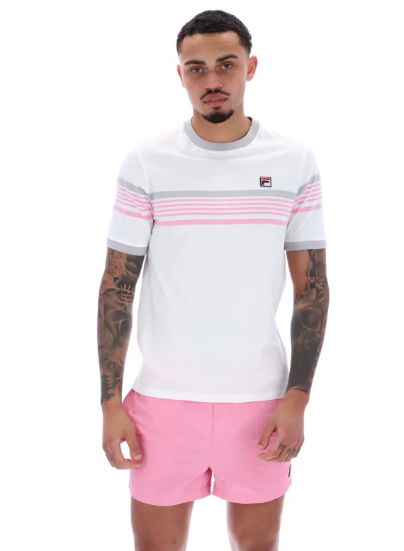 James Yarn Dye Stripe T Shirt White/HighRise/PrismPink-100