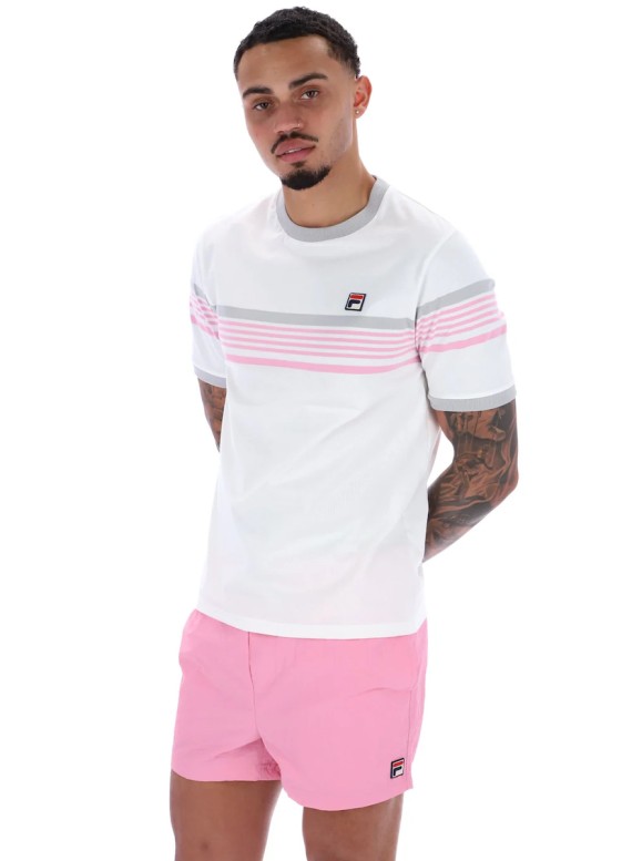 James Yarn Dye Stripe T Shirt White/HighRise/PrismPink-100