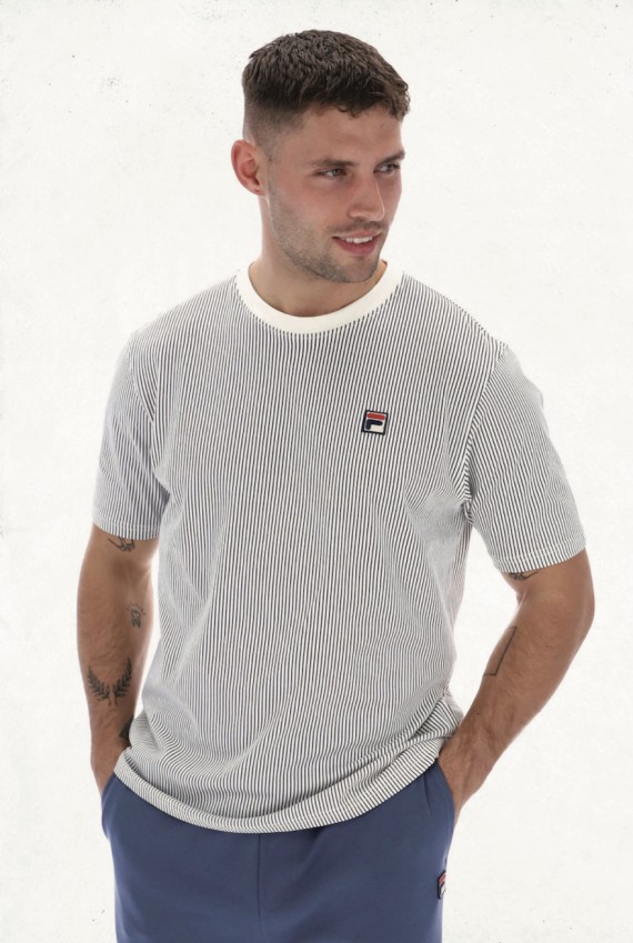 Nilo Pinstripe T Shirt Gardenia/FilaNavy-130