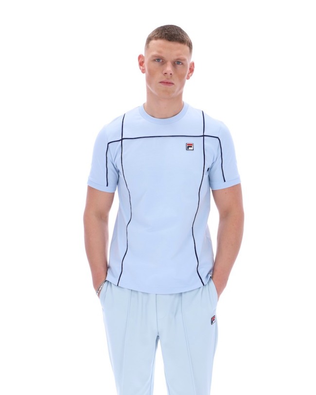 Terri Contrast Piping T Shirt Skyway/FilaNavy-137