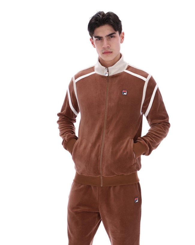 Gabriele Contrast Panel Velour Track Top Cappucino/Gardenia/White-210