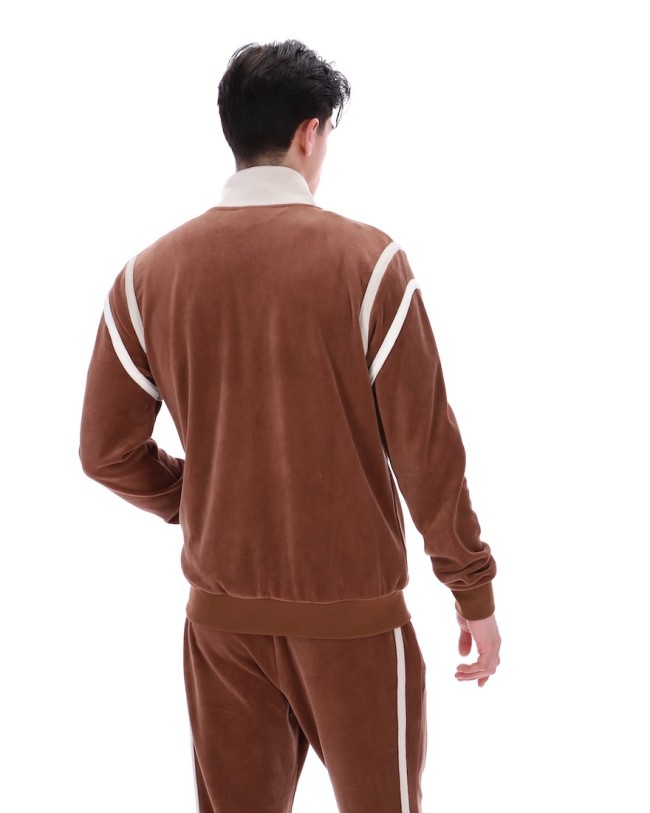 Gabriele Contrast Panel Velour Track Top Cappucino/Gardenia/White-210